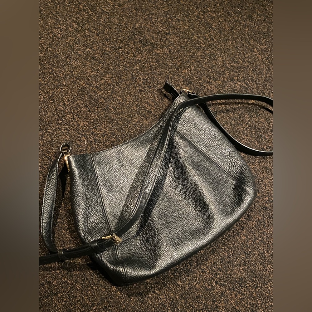 Black Pebbled Leather Shoulder Bag